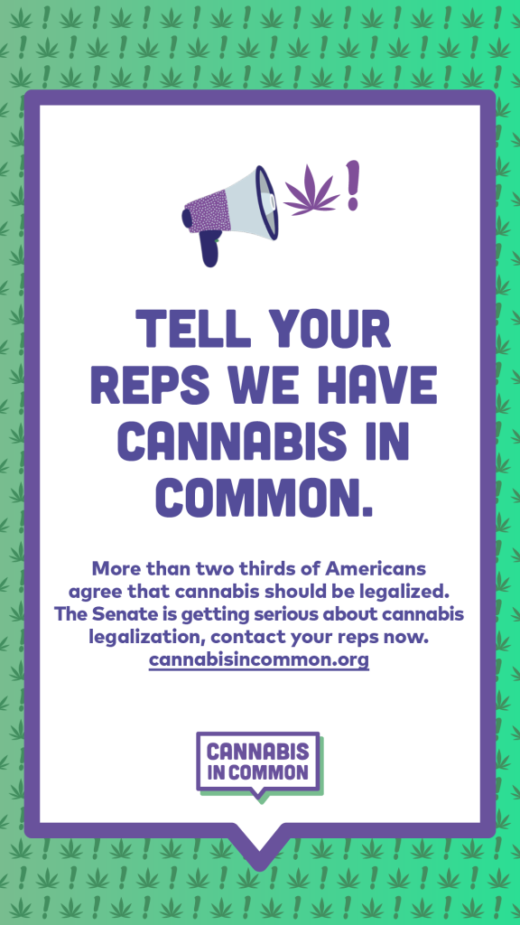 TELL YOUR REPS WE HAVE CANNABIS IN COMMON.
More than two thirds of Americans agree that cannabis should be legalized.
The Senate is getting serious about cannabis legalization, contact your reps now.
cannabisincommon.org
CANNABIS IN COMMON